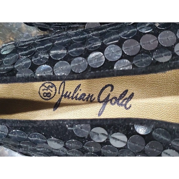 Julian Gold Women's Black Slip on Closed Toe Sequin Flats Shoes Size 8.5 - Picture 3 of 10